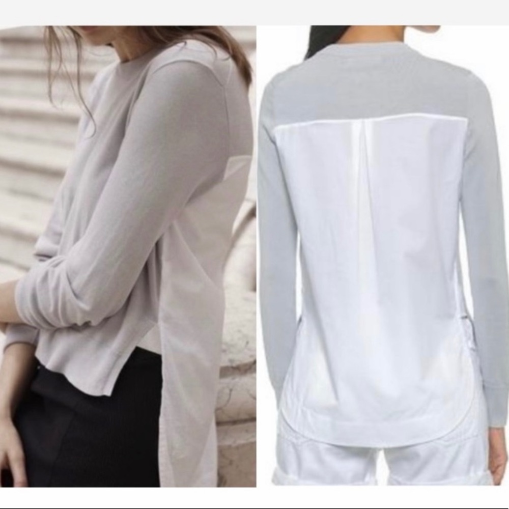 MADEWELL hi-low pullover sweater shirt women’s Size XSmall gray/white